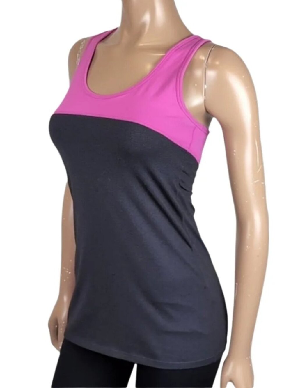 Tuff Athletics Tank Top Asymmetric Color Block Slimming Sleeveless Scoop Neck